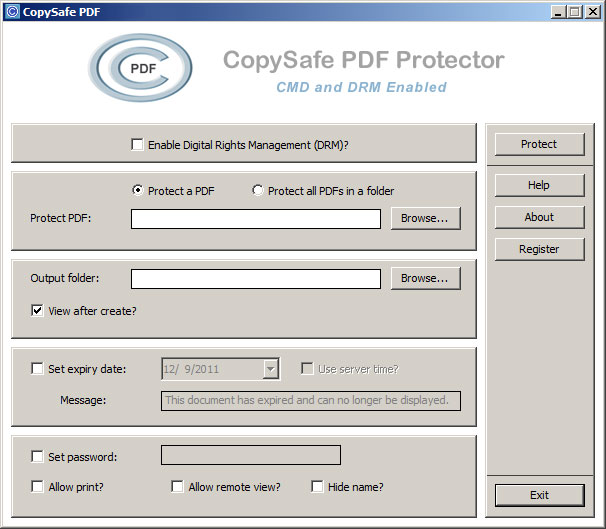 Copysafe PDF Protector 2.0 screenshot